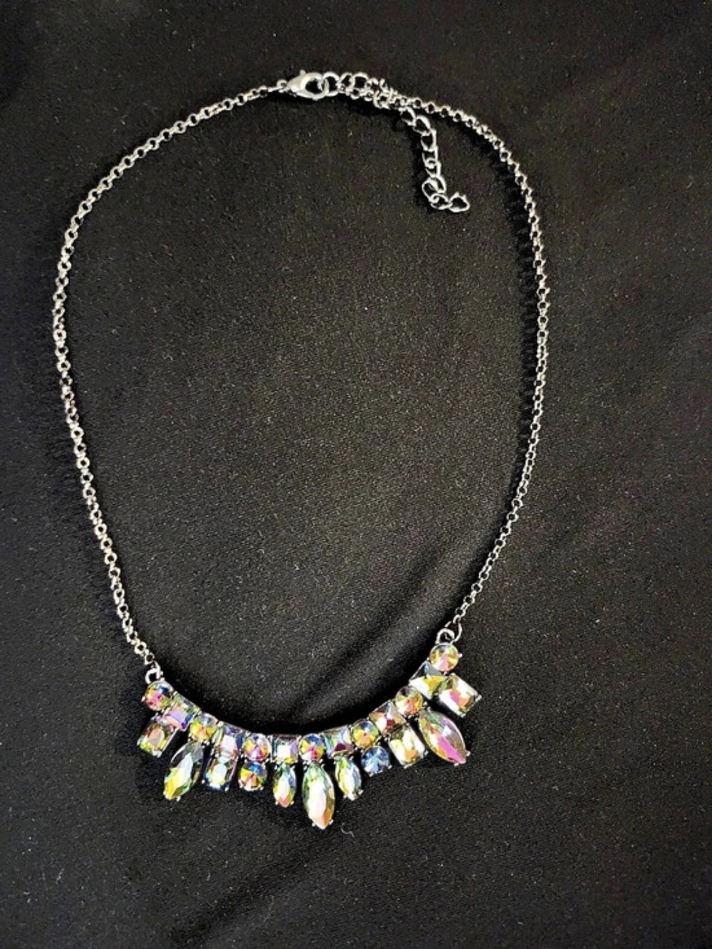Multicolor Rhinestone Statement Necklace Like New - Picture 3 of 3